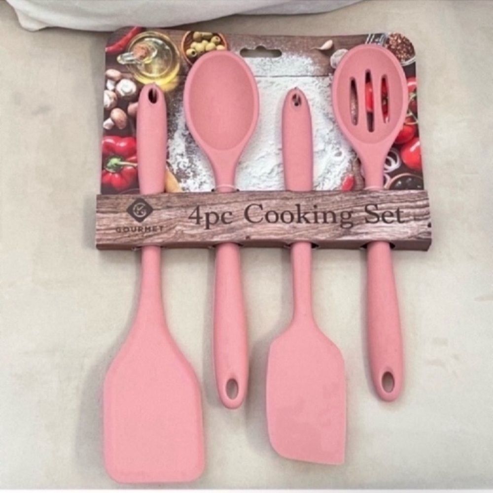 4pcs Pink Silicone Cooking Utensil Set - Picture 7 of 8